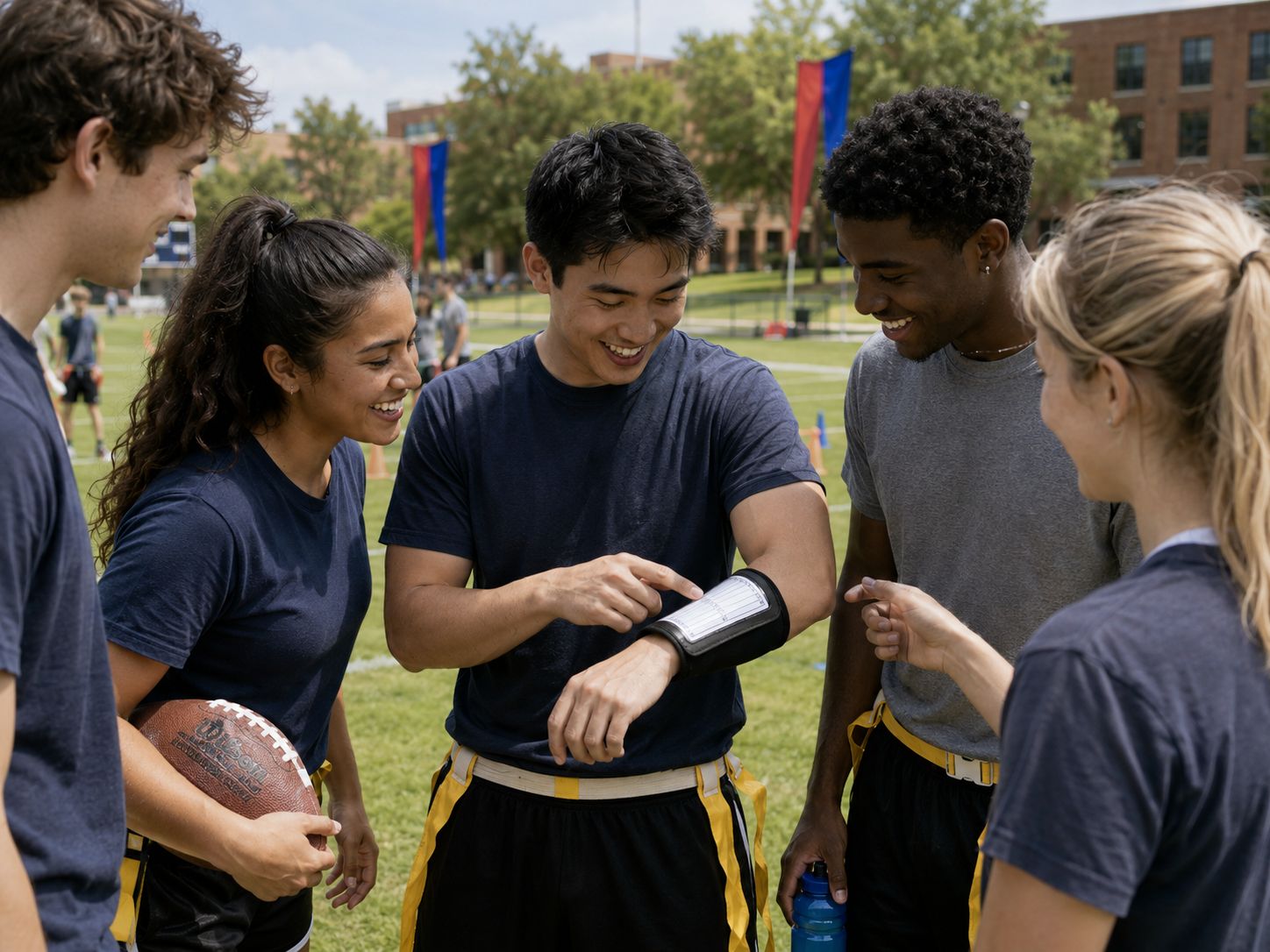Campus sports day and class flag football team building